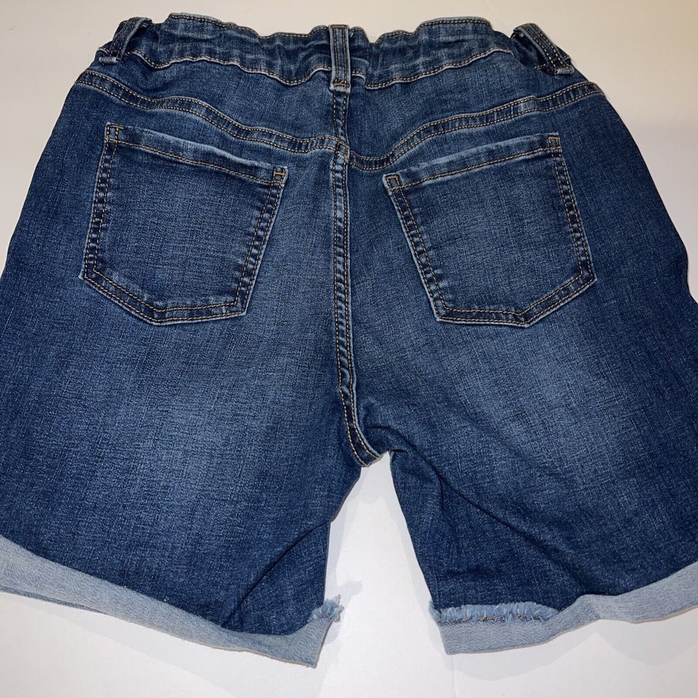 There Abouts kids Girls Denim Jean Shorts MIDI Size 14 DarkBlue Wash Belt Pullon - Picture 5 of 11
